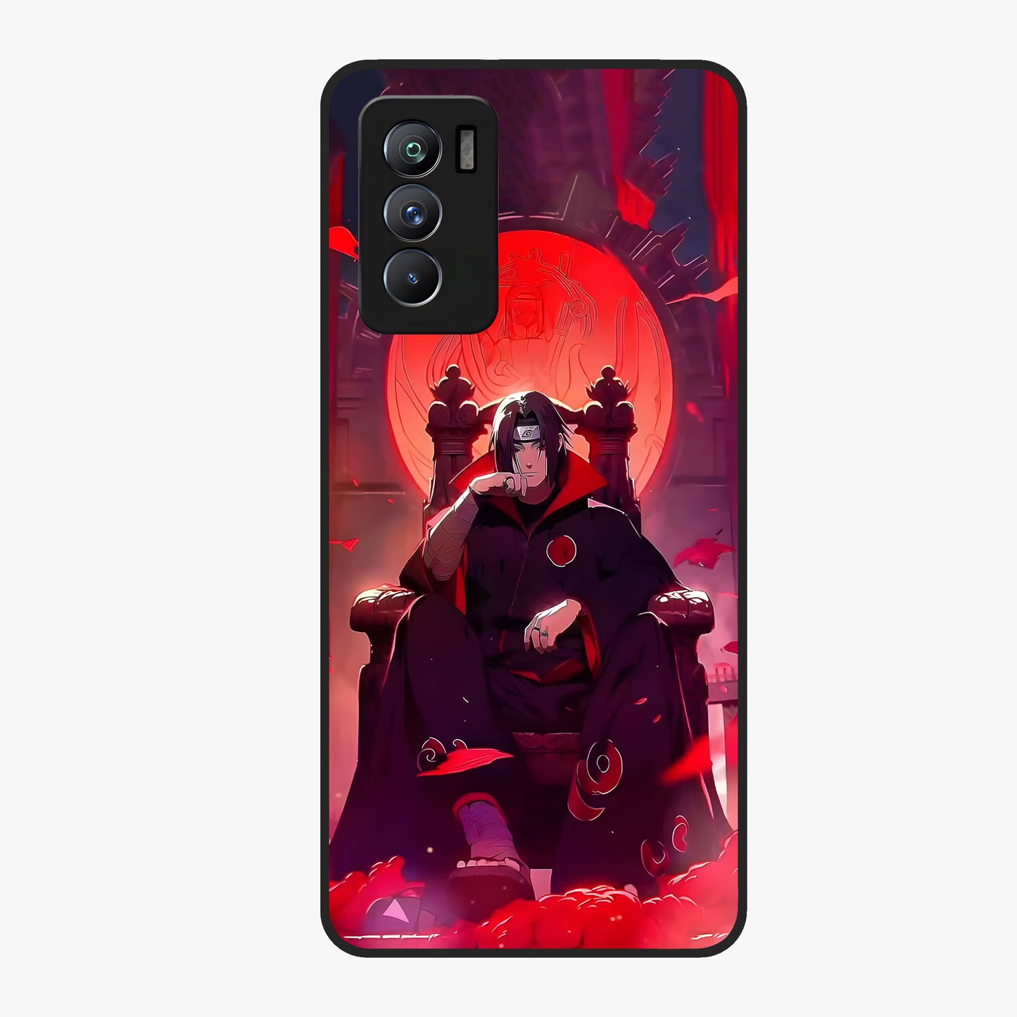 Blood Moon Sovereign Glass Case showing flat back view with mystical blood moon artwork and glossy glass finish.