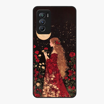Crimson Dreams Glass Case showing flat back view with dreamy crimson artwork and glossy glass finish.