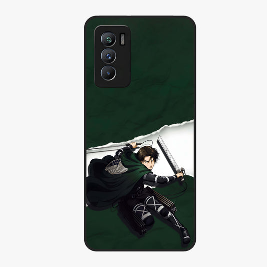 Emerald War Vanguard Glass Case showing flat back view with powerful warrior themed artwork and glossy glass finish.