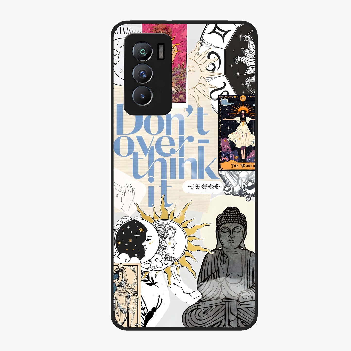 Ethereal Thoughts Glass Case showing flat back view with dreamy artistic artwork and glossy glass finish.