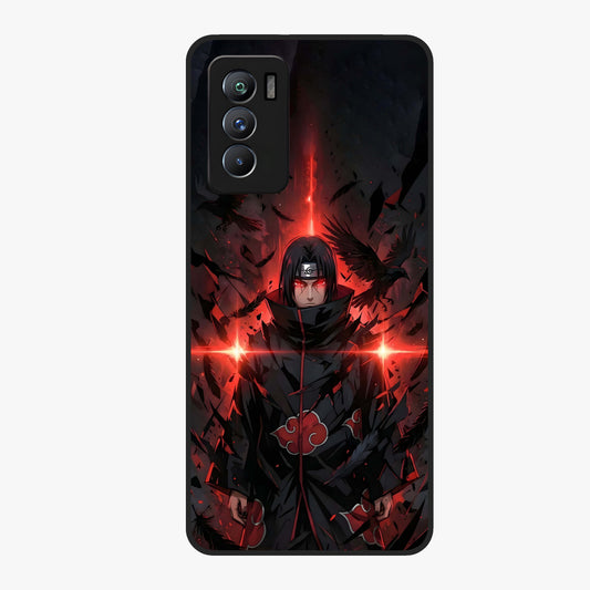 Focused Blade Discipline Glass Case showing flat back view with warrior sword themed artwork and glossy glass finish.