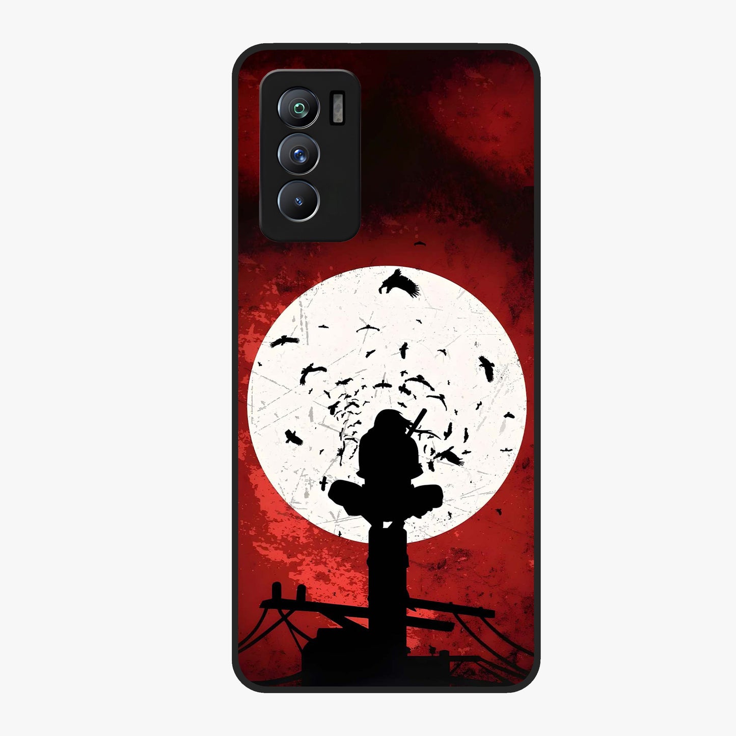 Itachi Limited Edition Naruto Anime Glass Case showing flat back view with iconic anime character artwork and glossy glass finish.