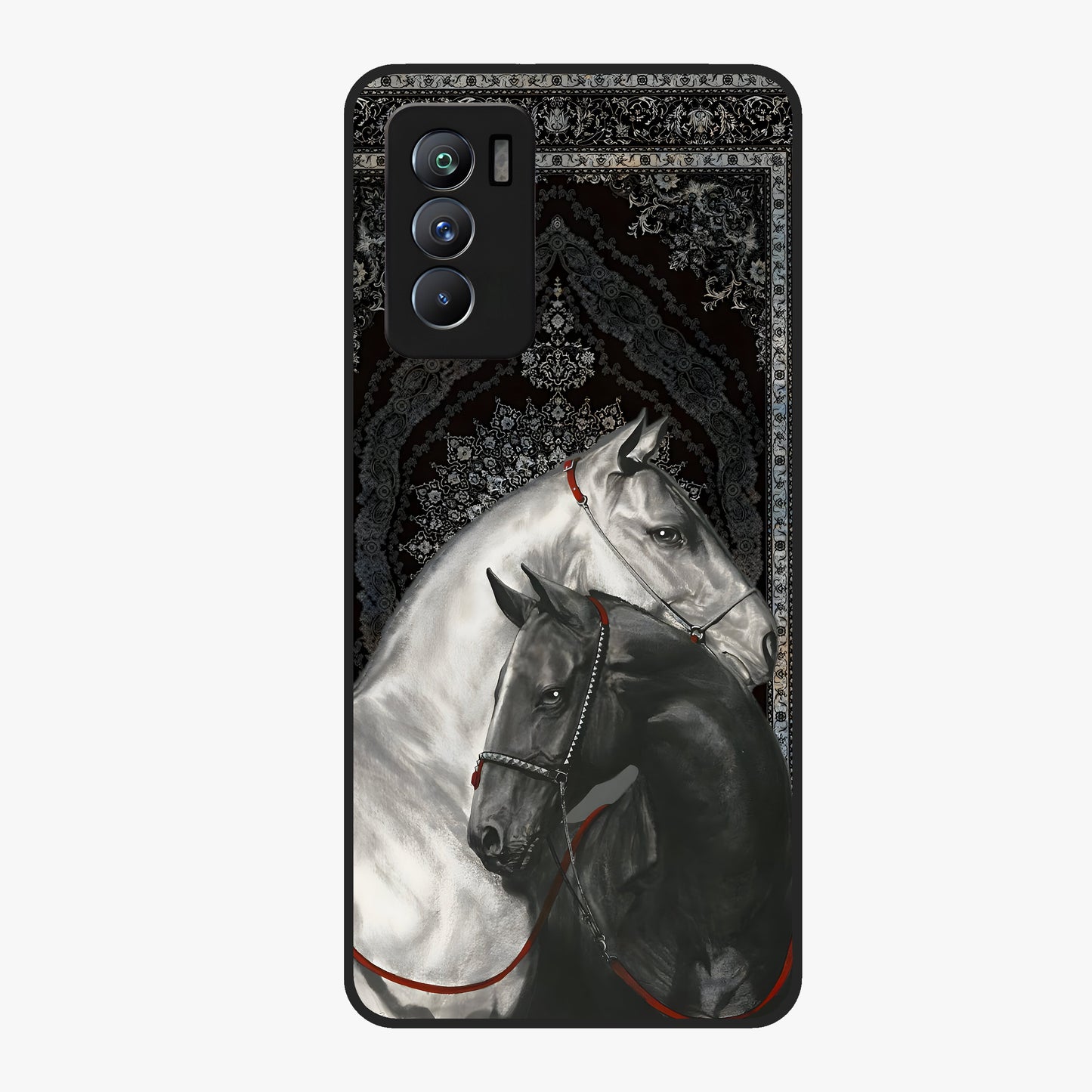 Majestic Ride Legacy Glass Case showing flat back view with powerful automotive inspired artwork and glossy glass finish.