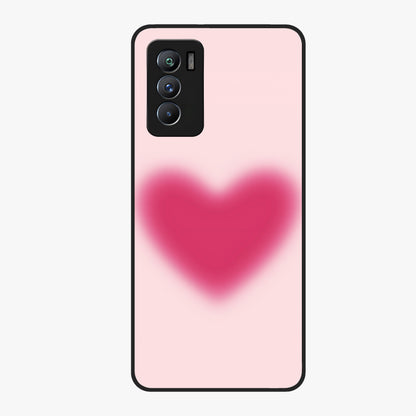 Pink Aura Heart Glass Case showing flat back view with glowing heart artwork and glossy glass finish.