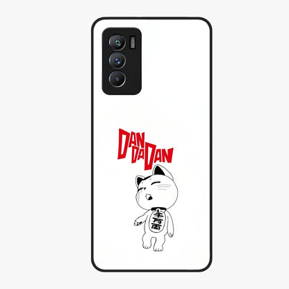 Playful Spirit Charm Glass Case showing flat back view with cheerful charm themed artwork and glossy glass finish.