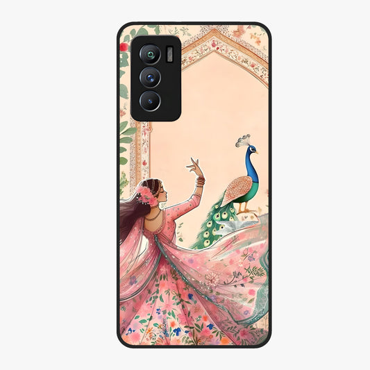 Royal Grace Muse Glass Case showing flat back view with elegant artistic artwork and glossy glass finish.