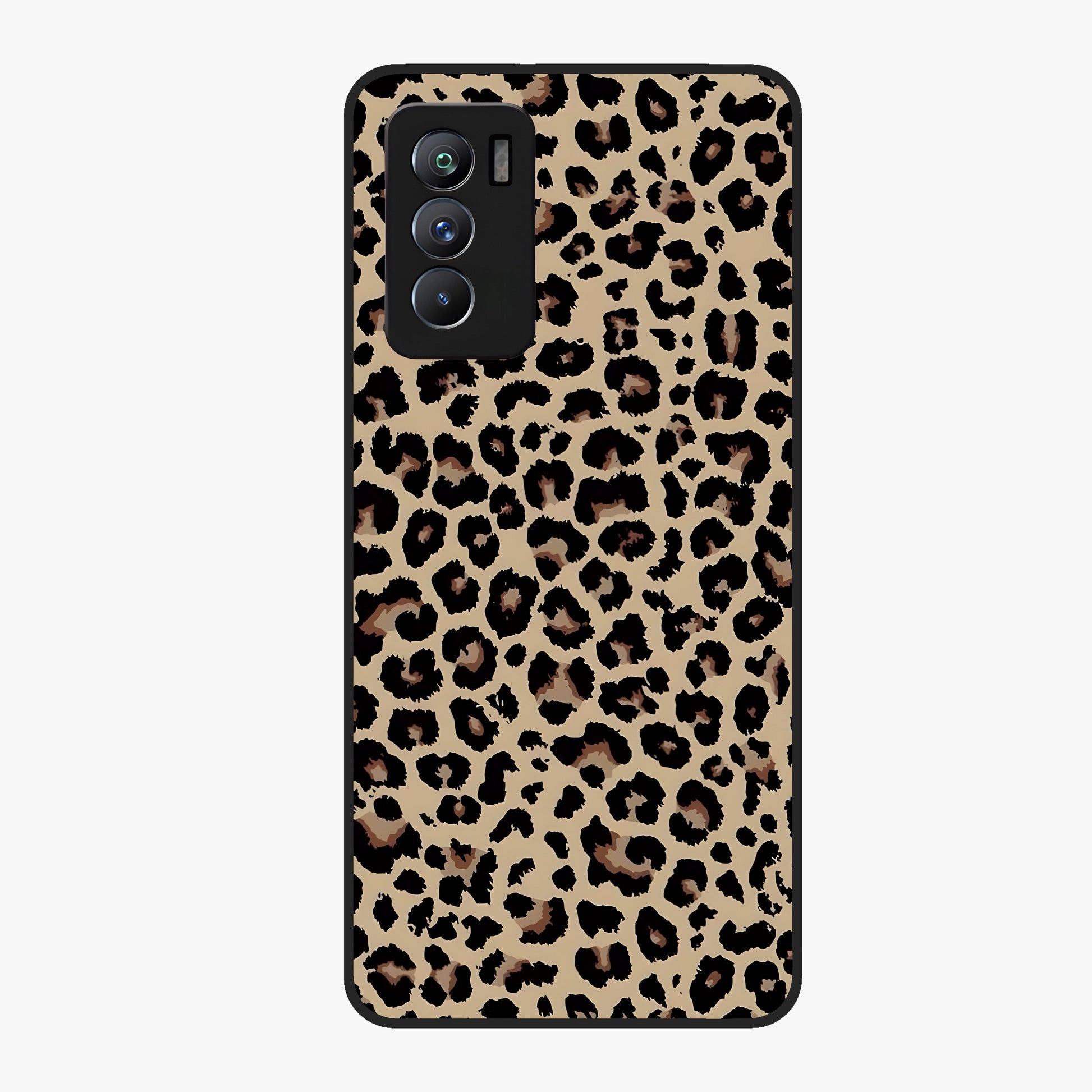 Savage Chic Pattern Glass Case showing flat back view with stylish patterned artwork and glossy glass finish.
