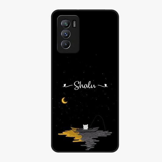 Silent Night Row Glass Case showing flat back view with calm night themed artwork and glossy glass finish.