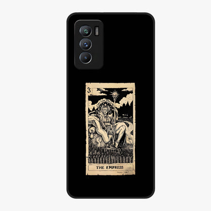The Empress Glass Case showing flat back view with regal feminine artwork and glossy glass finish.