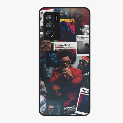 The Weeknd Glass Case showing flat back view with music inspired artistic portrait artwork and glossy glass finish.