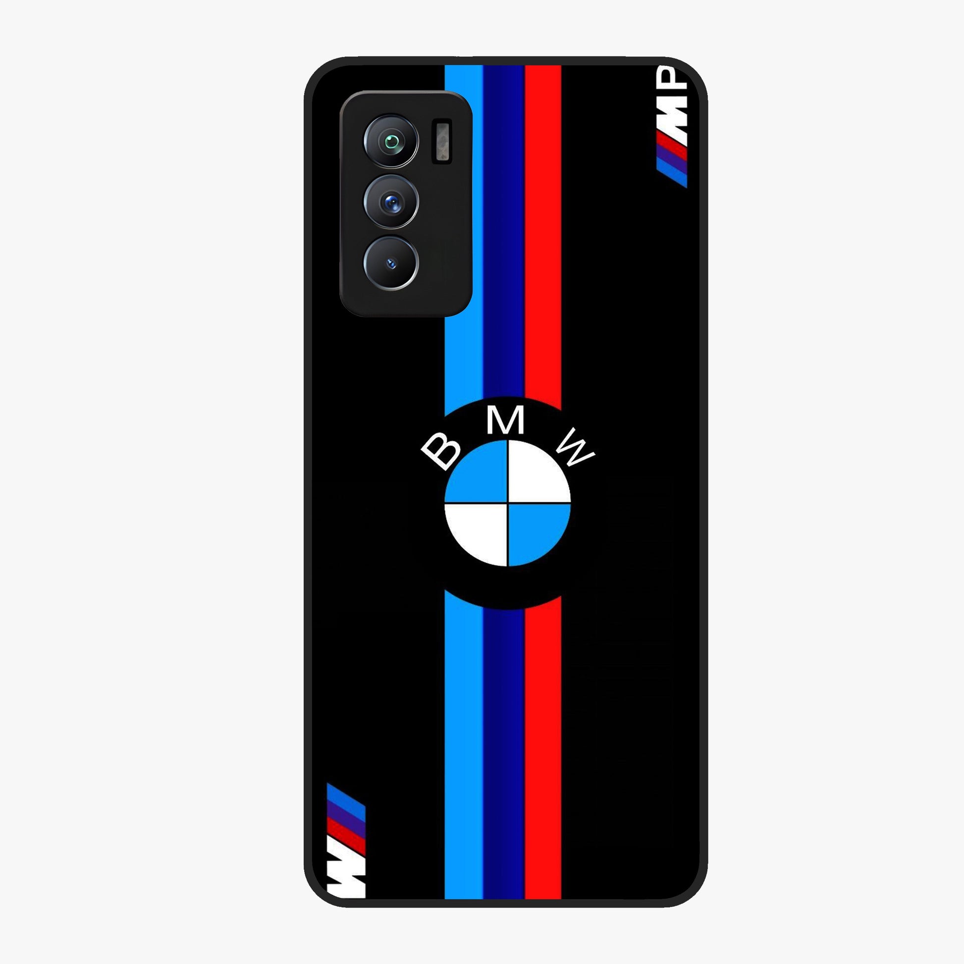 Turbo BMW Beast Glass Case showing flat back view with high performance sports car artwork and glossy glass finish.