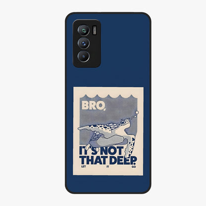 Worry Less Swim Glass Case showing flat back view with playful motivational artwork and glossy glass finish.