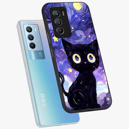 Abstract Cat Art Glass Case displayed in angled mockup highlighting modern abstract cat artwork and sleek glass surface.