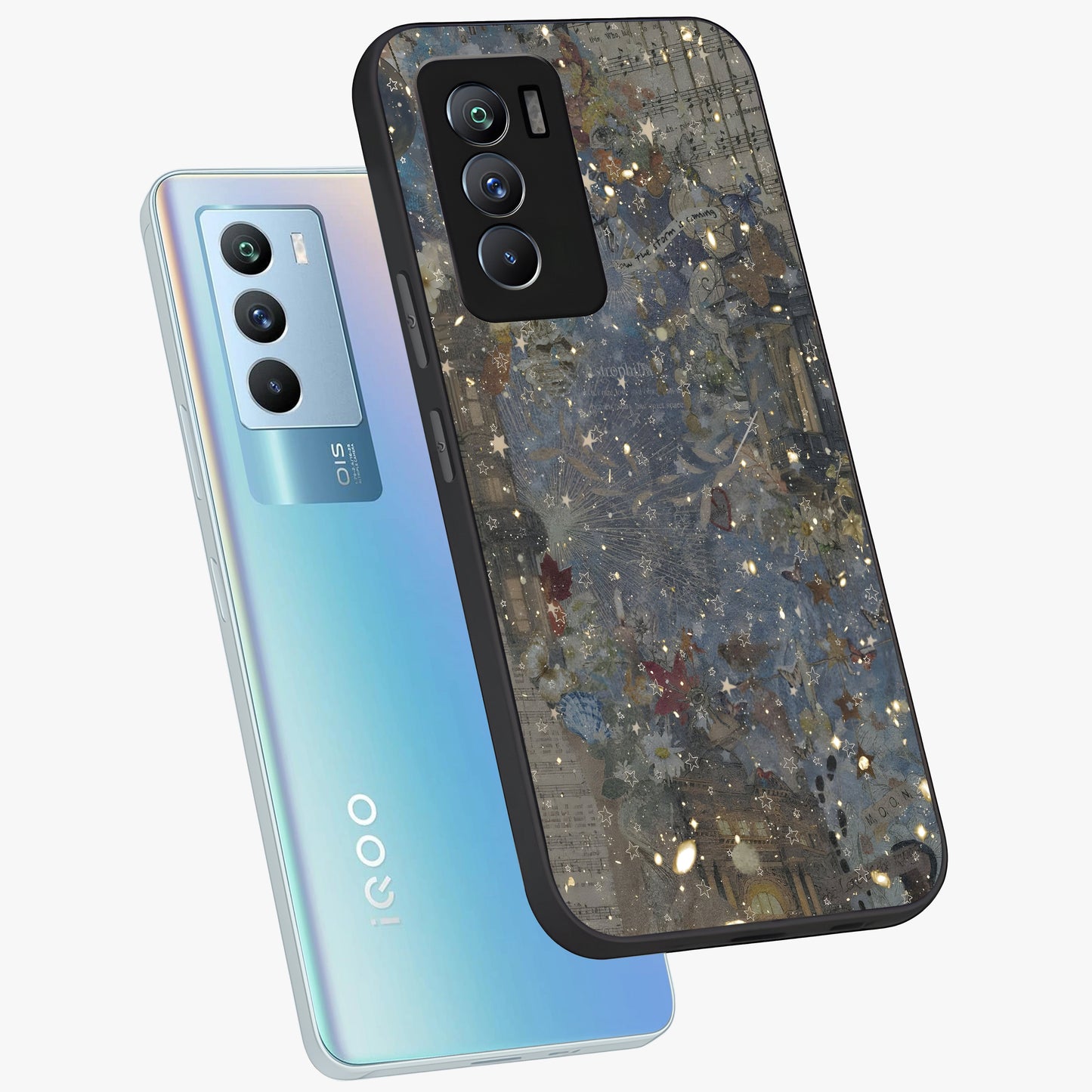 Aesthetic Astrolophia Glass Case displayed in angled mockup highlighting artistic aesthetic elements and smooth glass surface.