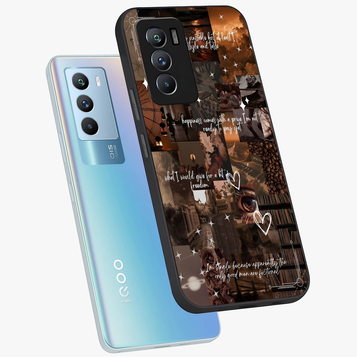 Bittersweet Aesthetic Chaos Glass Case displayed in angled mockup highlighting expressive abstract artwork and edgy aesthetic theme.
