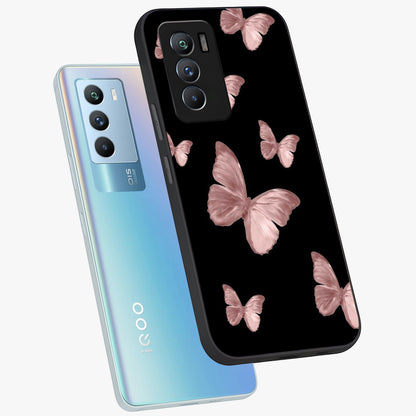 Butterfly Pattern Glass Case displayed in angled mockup highlighting delicate butterfly design and aesthetic pattern style.