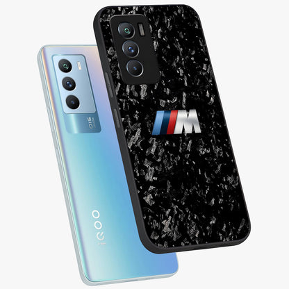Carbon Speed Mark Glass Case displayed in angled mockup highlighting racing inspired carbon design and sleek aesthetic style.