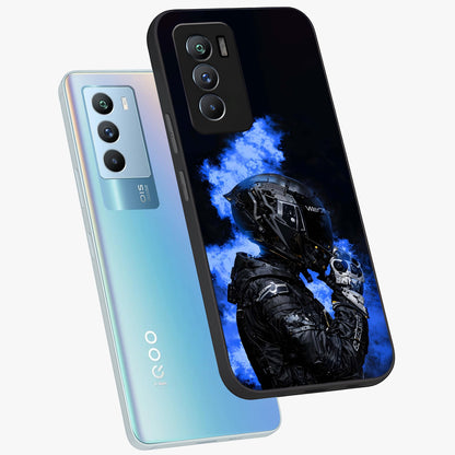 Cyber Sentinel Protocol Glass Case displayed in angled mockup highlighting digital cyber design with sci-fi aesthetic style.