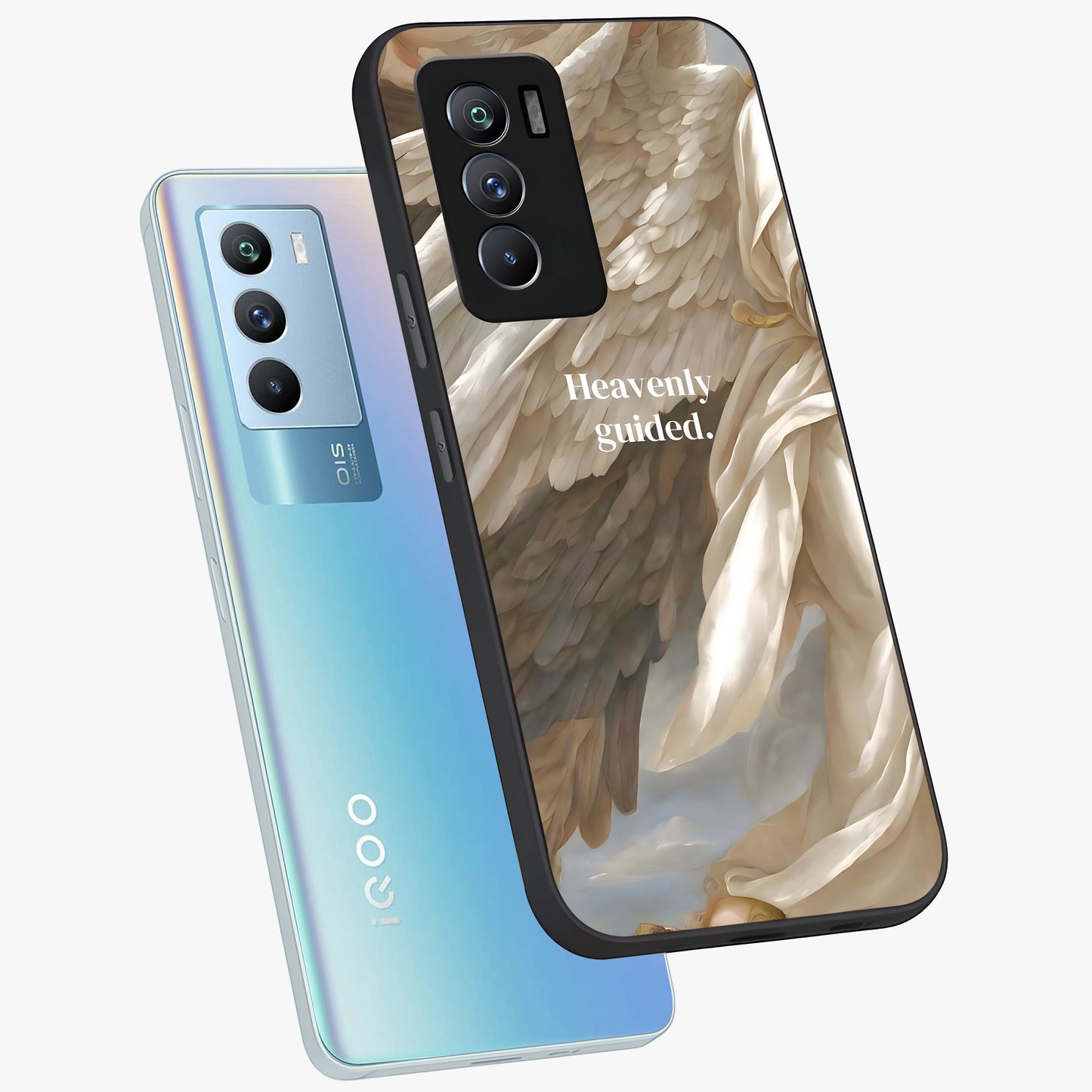 Divine Winged Grace Glass Case displayed in angled mockup highlighting graceful wing design with divine aesthetic style.