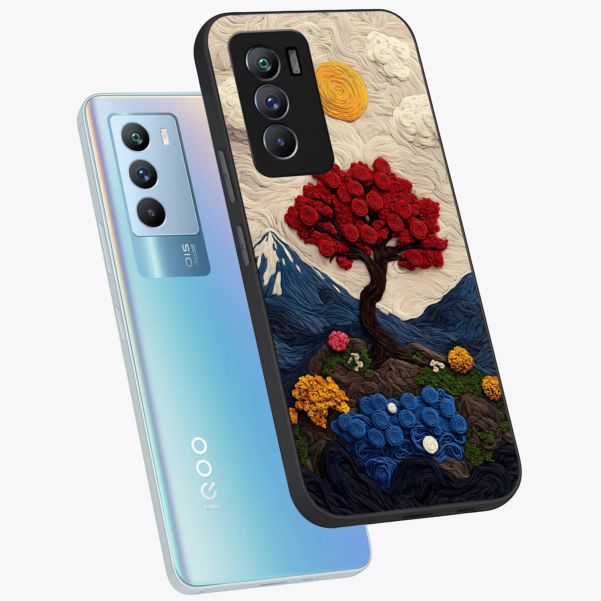 Eternal Nature Tapestry Glass Case displayed in angled mockup highlighting detailed botanical pattern with artistic aesthetic.