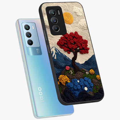 Eternal Nature Tapestry Glass Case displayed in angled mockup highlighting detailed botanical pattern with artistic aesthetic.