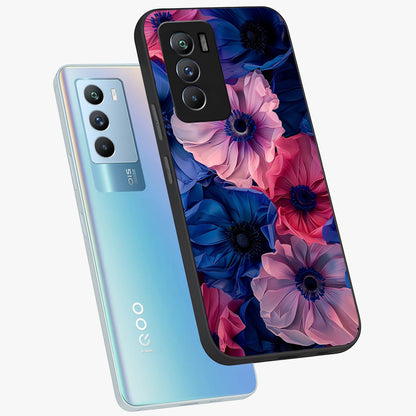 Flower Paper Art Pattern Glass Case displayed in angled mockup highlighting layered paper flower design with artistic aesthetic.