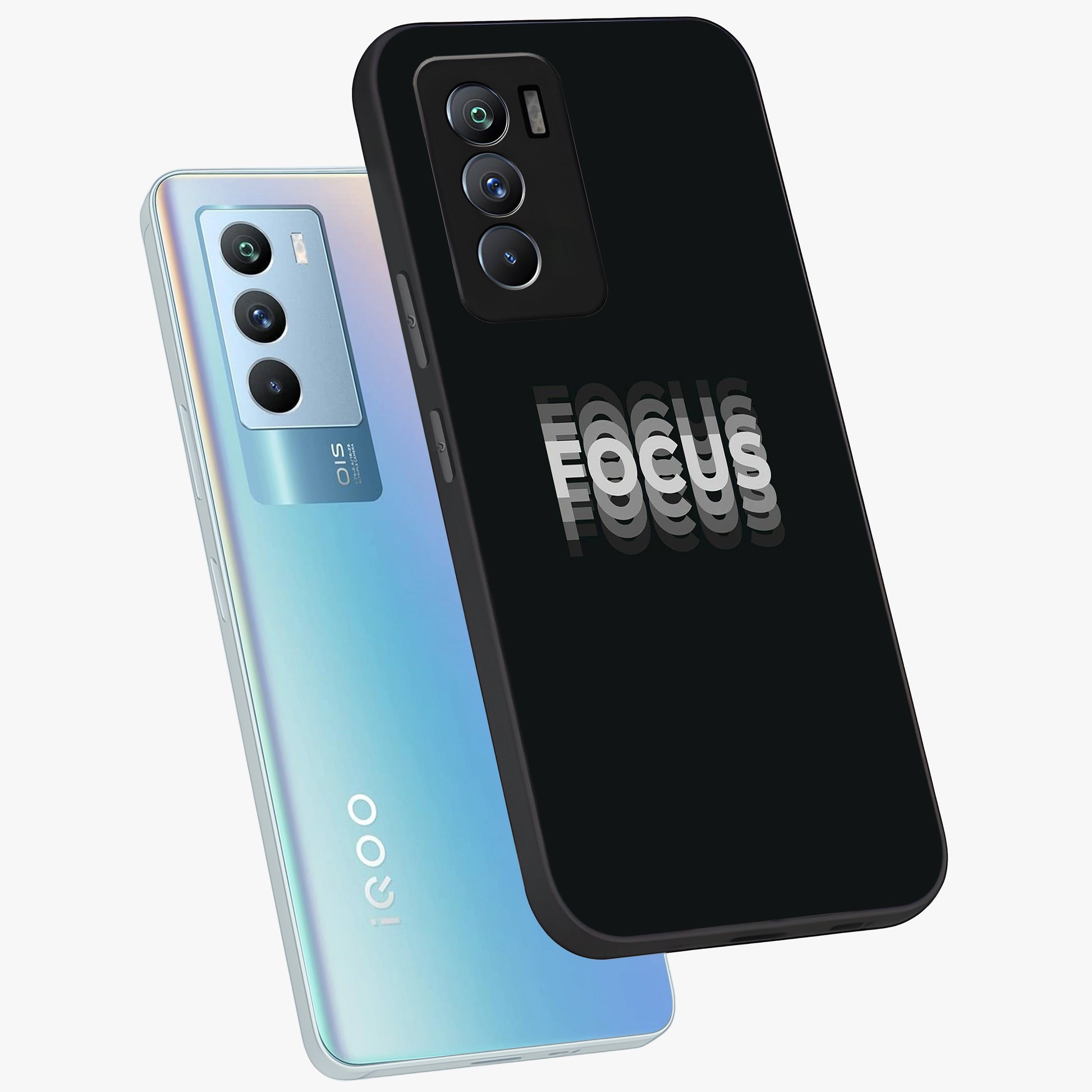 Focus Mode On Glass Case displayed in angled mockup highlighting clean minimal text artwork with modern aesthetic style.