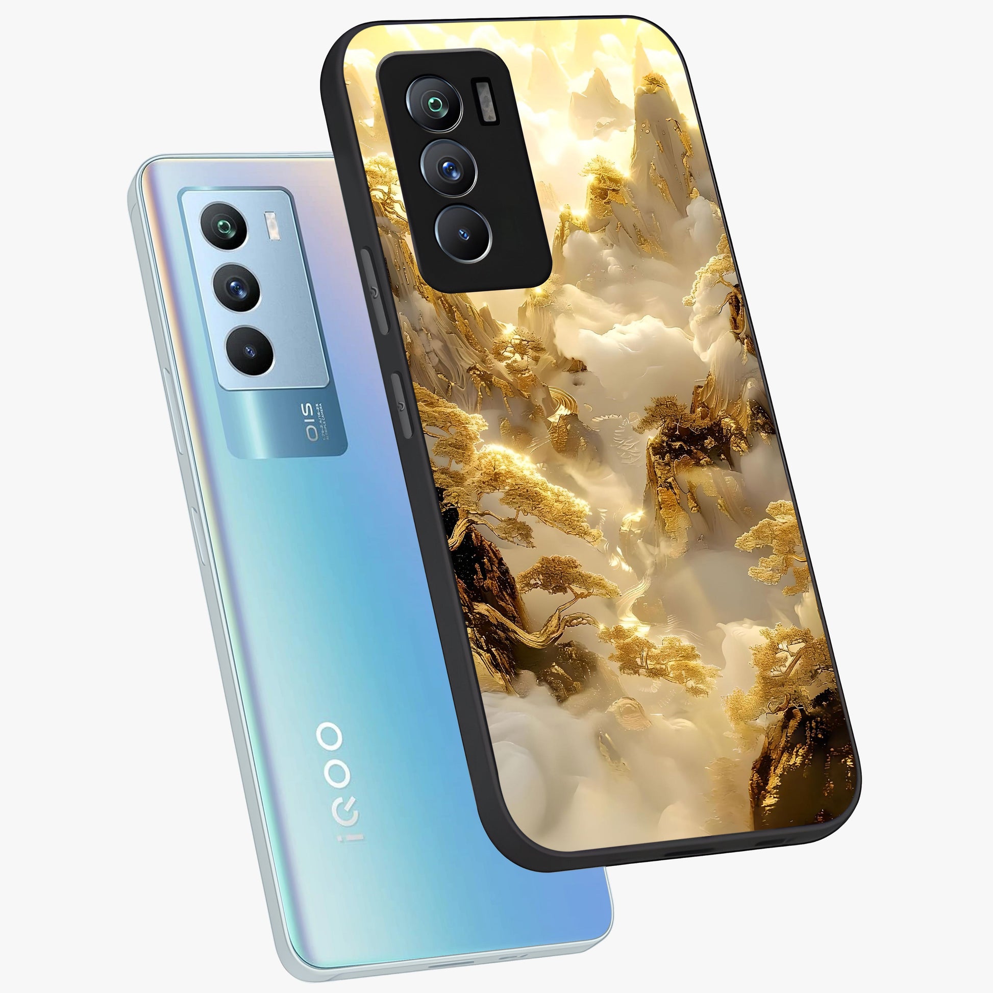 Gates Of Illumination Glass Case displayed in angled mockup highlighting radiant portal inspired design with fantasy aesthetic.