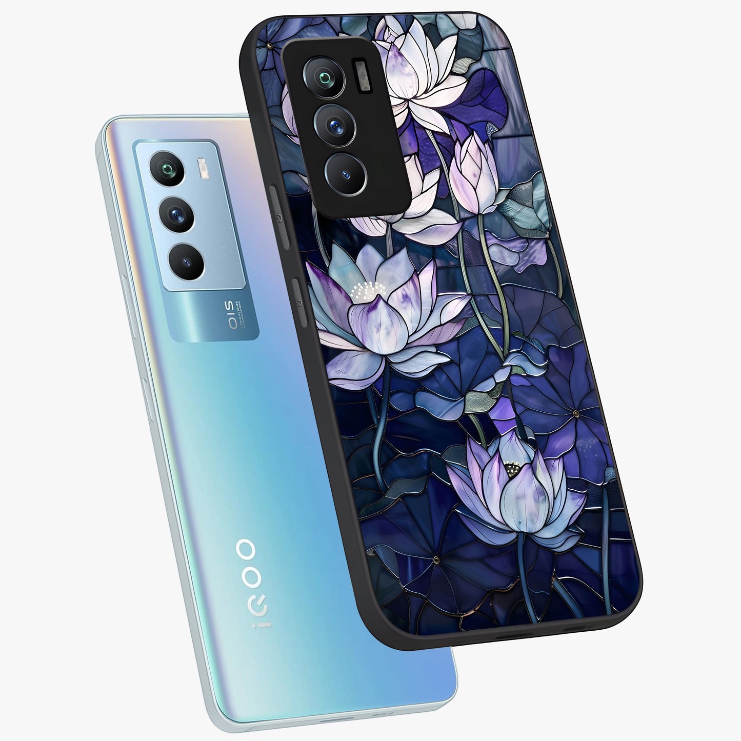 Gloss Petal Rush Glass Case displayed in angled mockup highlighting vibrant petal design with elegant floral aesthetic.