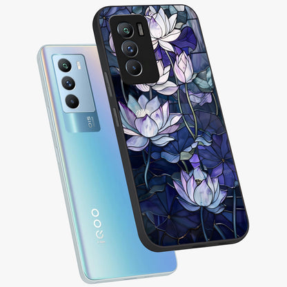 Gloss Petal Rush Glass Case displayed in angled mockup highlighting vibrant petal design with elegant floral aesthetic.