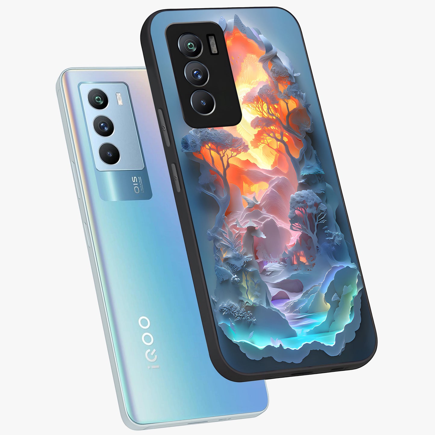Glow Forest Portal Glass Case displayed in angled mockup highlighting mystical forest design with magical glowing aesthetic.