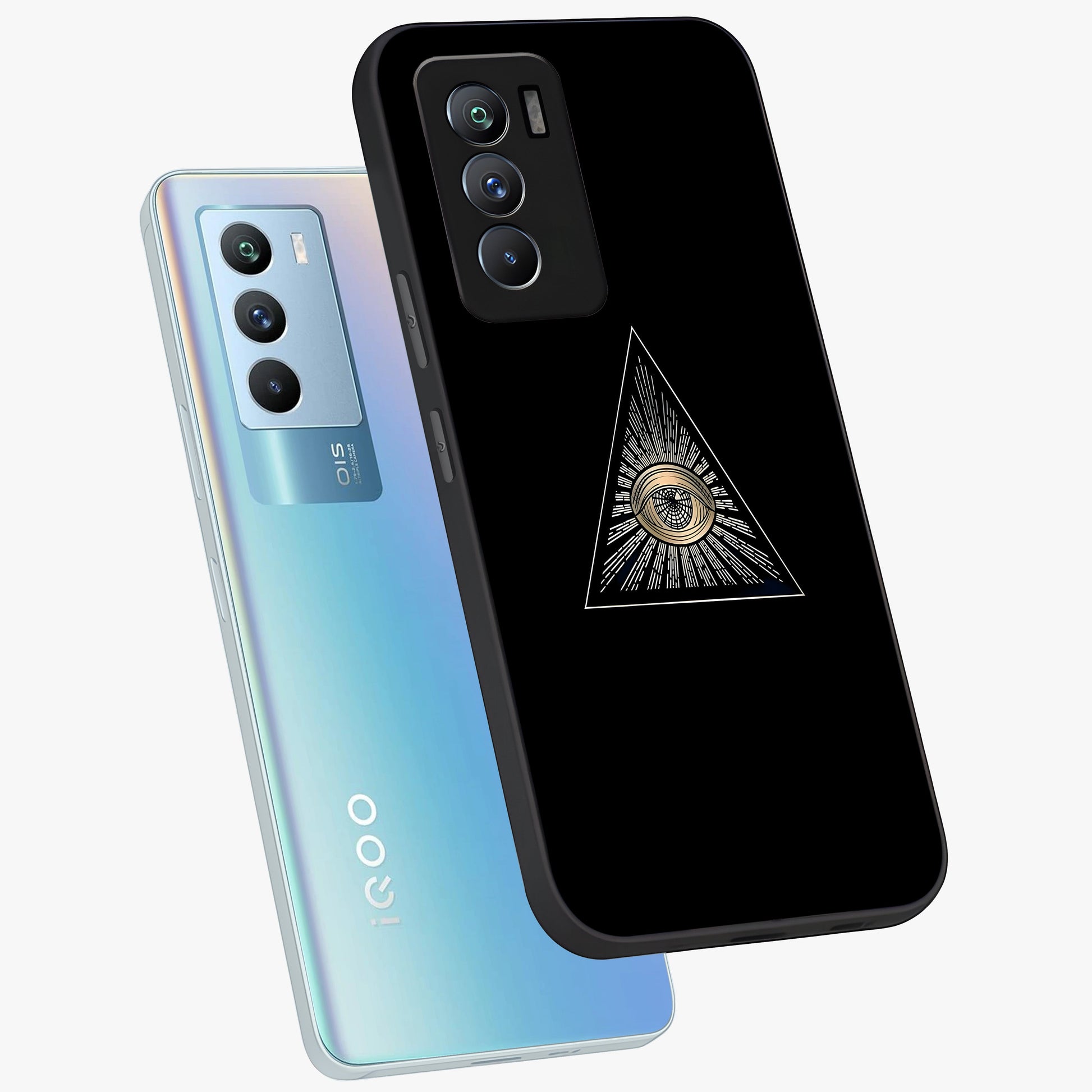 Illuminati Evil Glass Case displayed in angled mockup highlighting dark occult inspired design with bold aesthetic style.