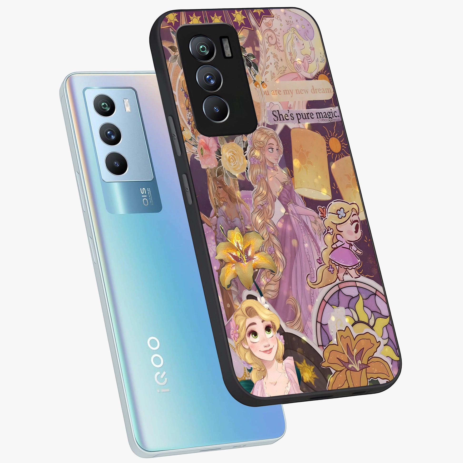 Magical Tangled Dream Glass Case displayed in angled mockup highlighting whimsical fantasy design with magical aesthetic.