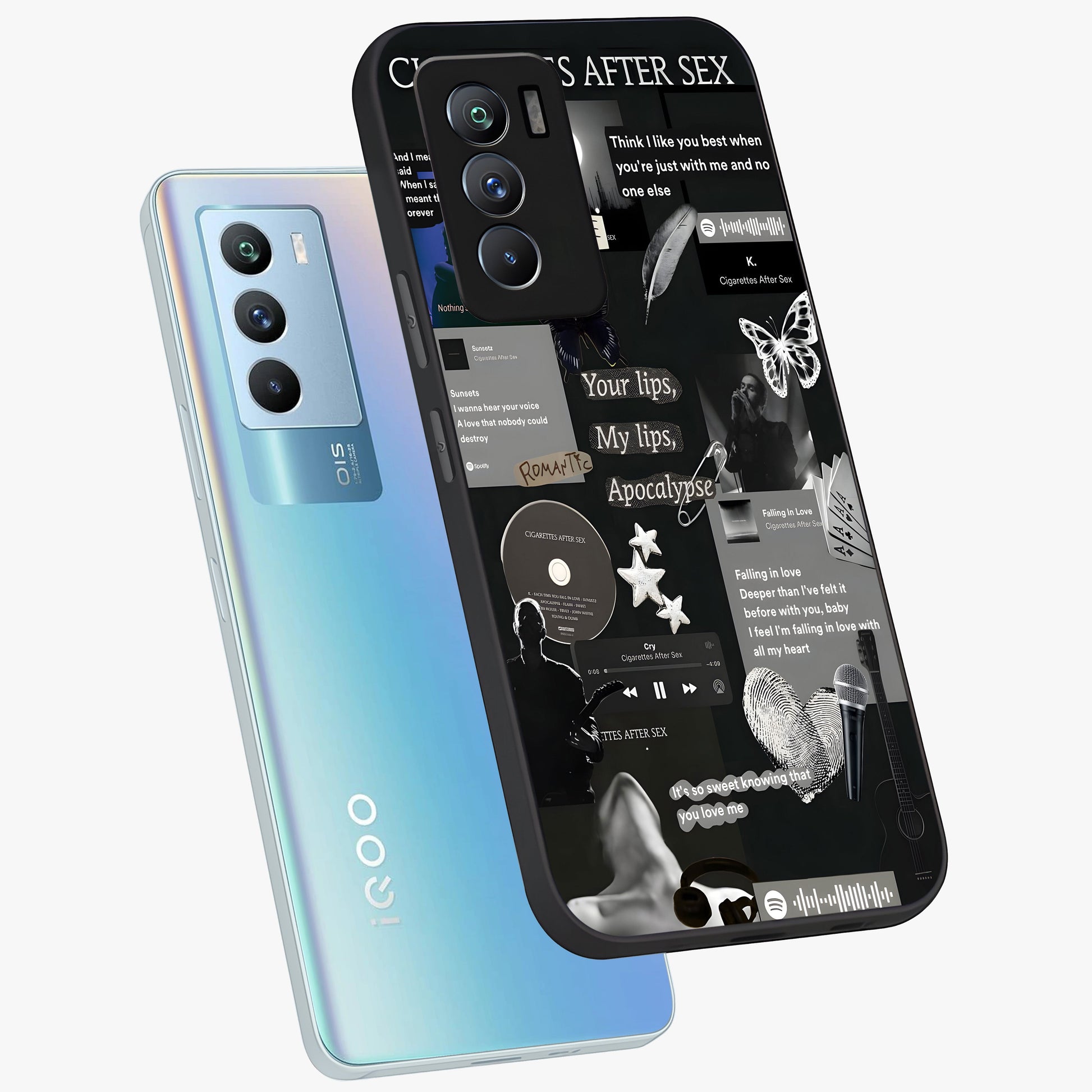 Midnight Love Echo Glass Case displayed in angled mockup highlighting elegant love inspired design with deep aesthetic style.