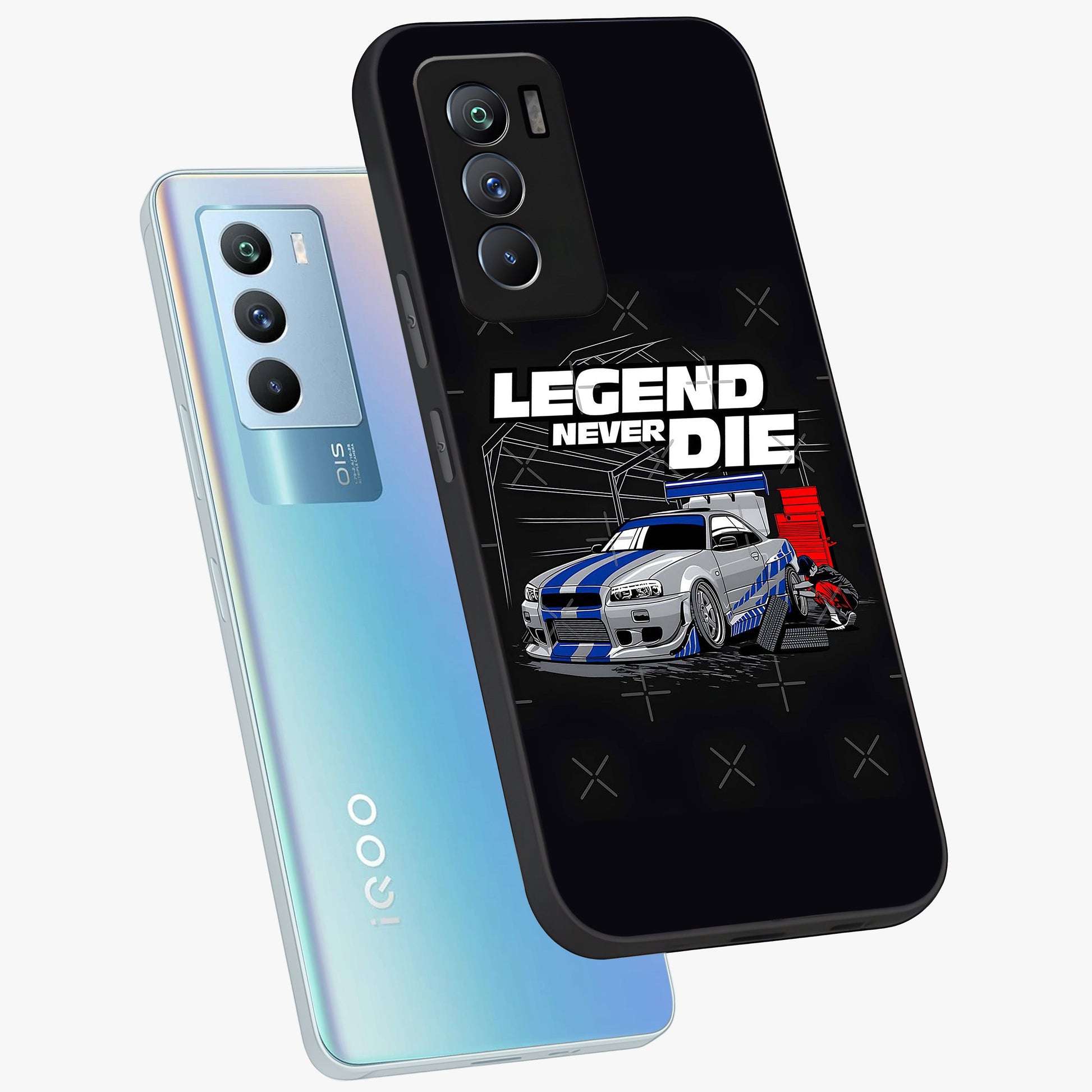 Midnight Racing Legacy Glass Case displayed in angled mockup highlighting dynamic automotive design with bold midnight aesthetic.