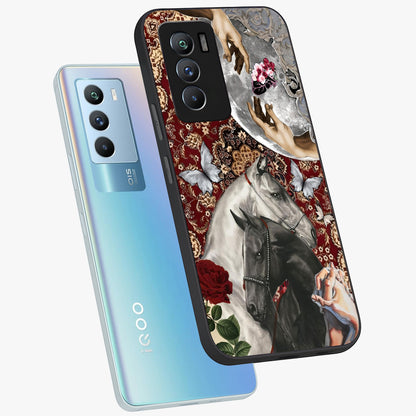 Moonlit Royal Stallion Glass Case displayed in angled mockup highlighting powerful stallion illustration with royal night aesthetic.