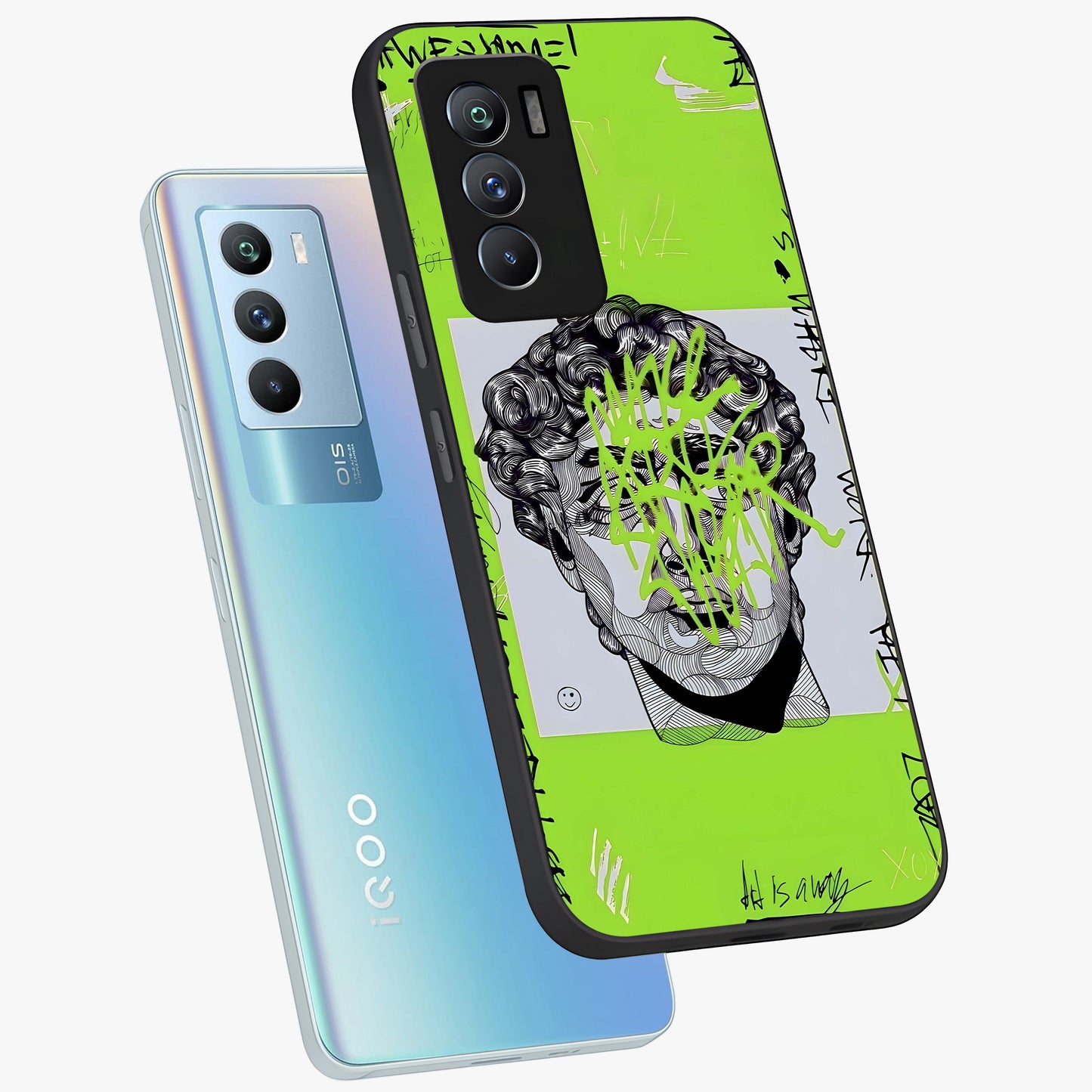 Neo Graffiti Rebellion Glass Case displayed in angled mockup highlighting urban street art design with rebellious aesthetic.