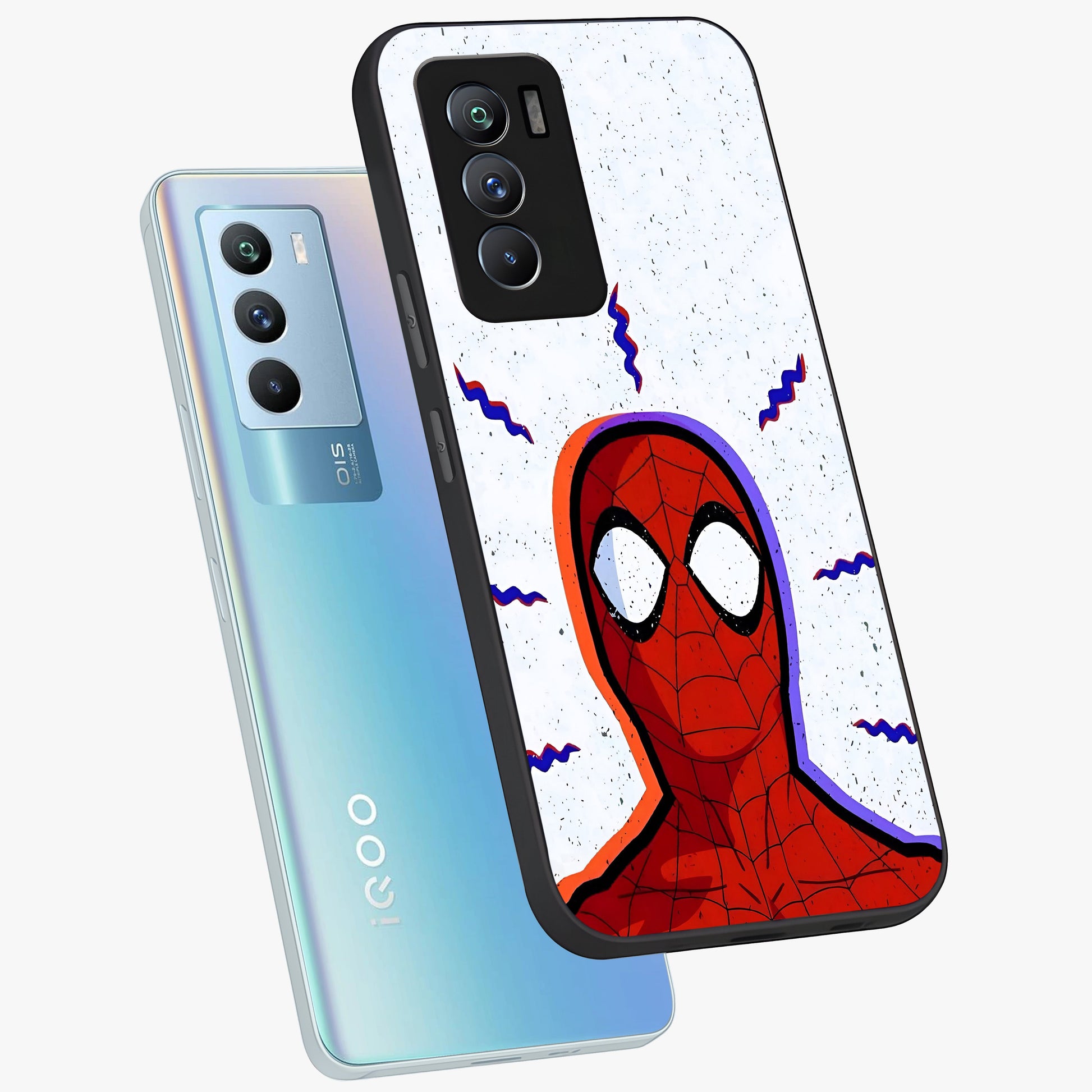 Omg Spiderman Glass Case displayed in angled mockup highlighting dynamic hero illustration with action comic aesthetic.