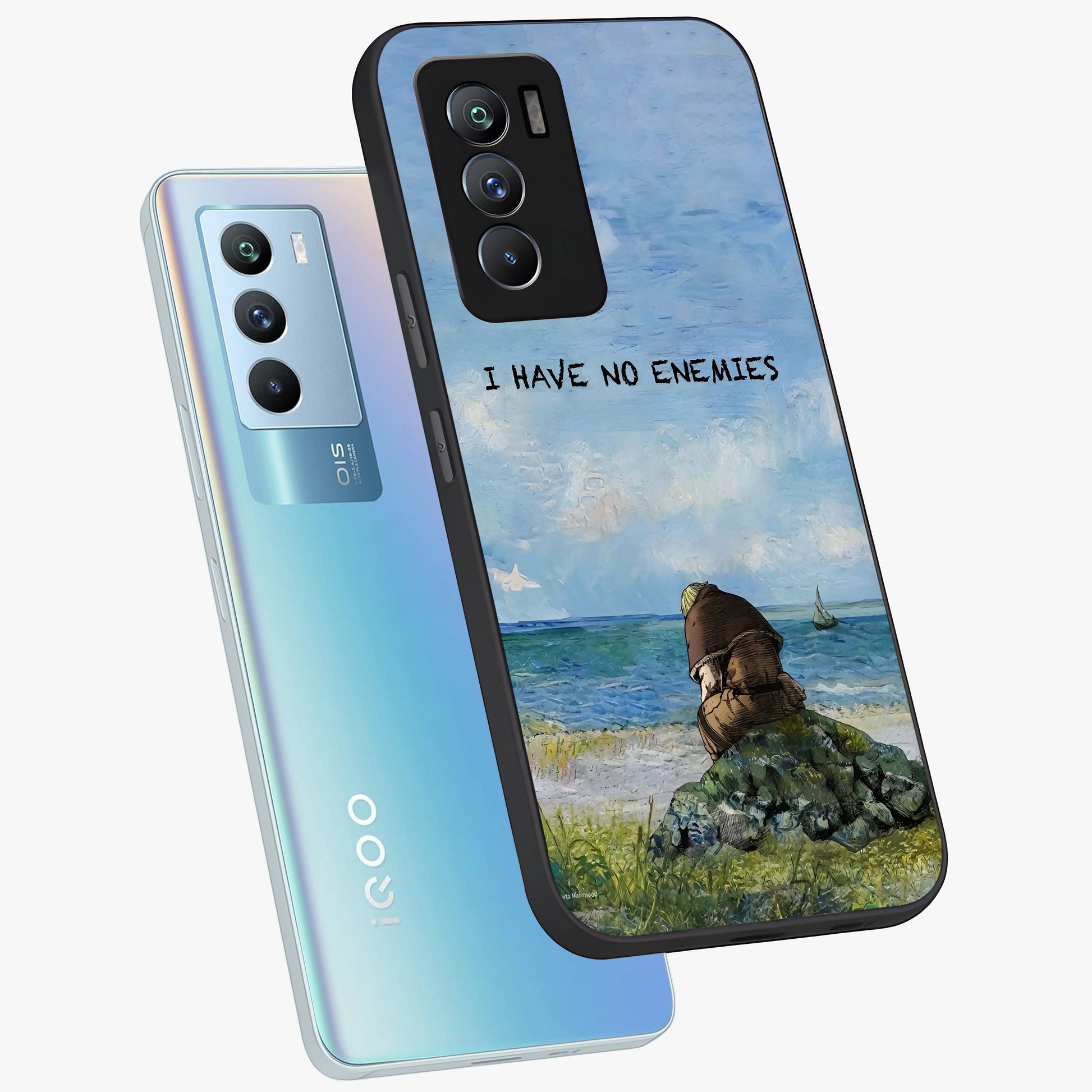 Peace Beyond War Glass Case displayed in angled mockup highlighting meaningful message design with artistic aesthetic style.