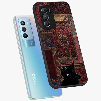 Regal Magic Cat Apple Glass Case displayed in angled mockup highlighting whimsical feline design with fantasy aesthetic.