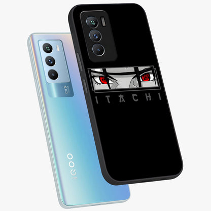 Scarlet Gaze Dominance Glass Case displayed in angled mockup highlighting intense visual design with bold scarlet aesthetic.
