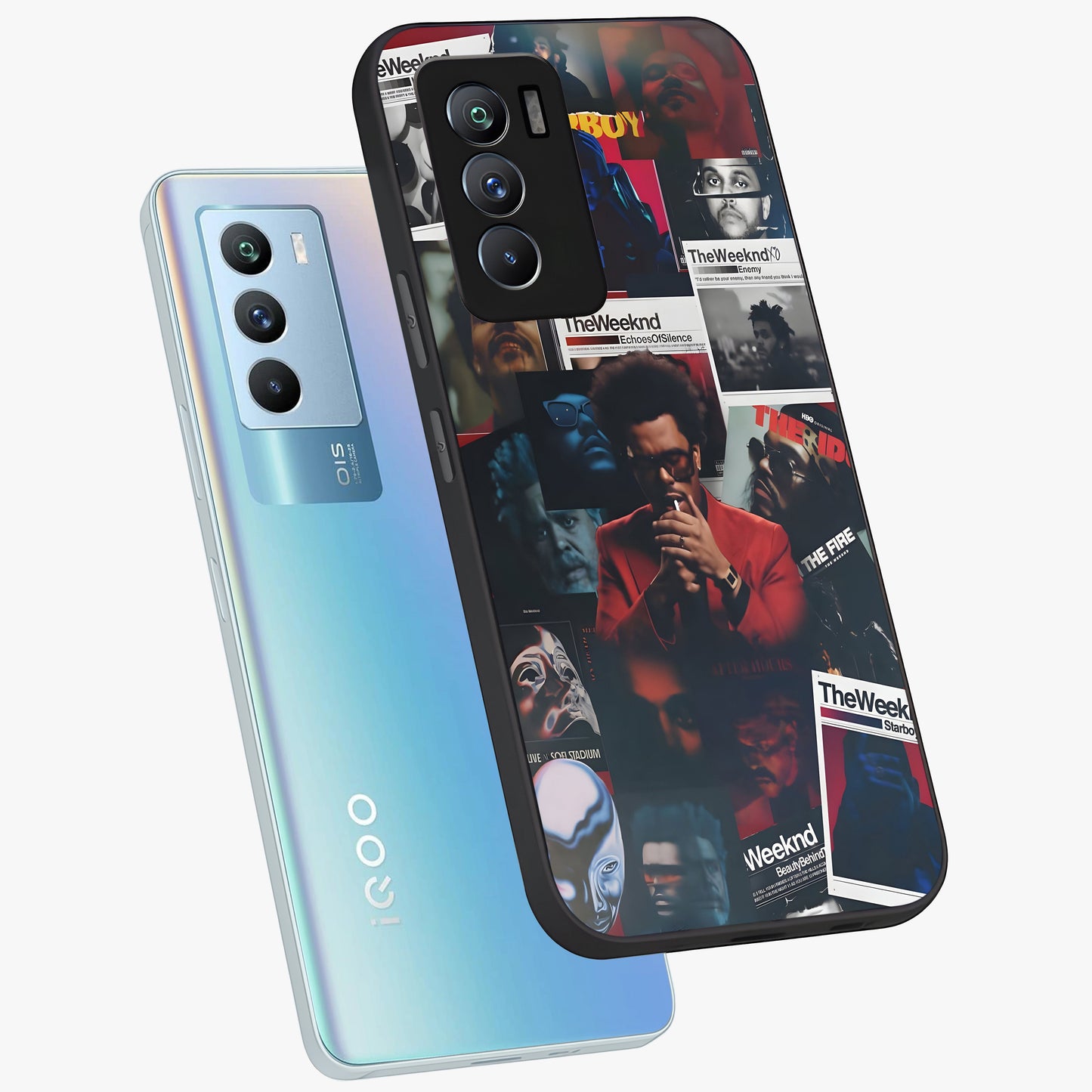 The Weeknd Glass Case displayed in angled mockup highlighting stylish pop culture inspired design with modern aesthetic.