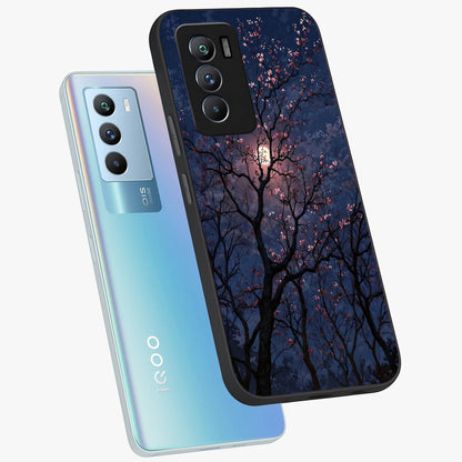Twilight Sakura Serenade Glass Case displayed in angled mockup highlighting delicate sakura flower design with dreamy aesthetic.