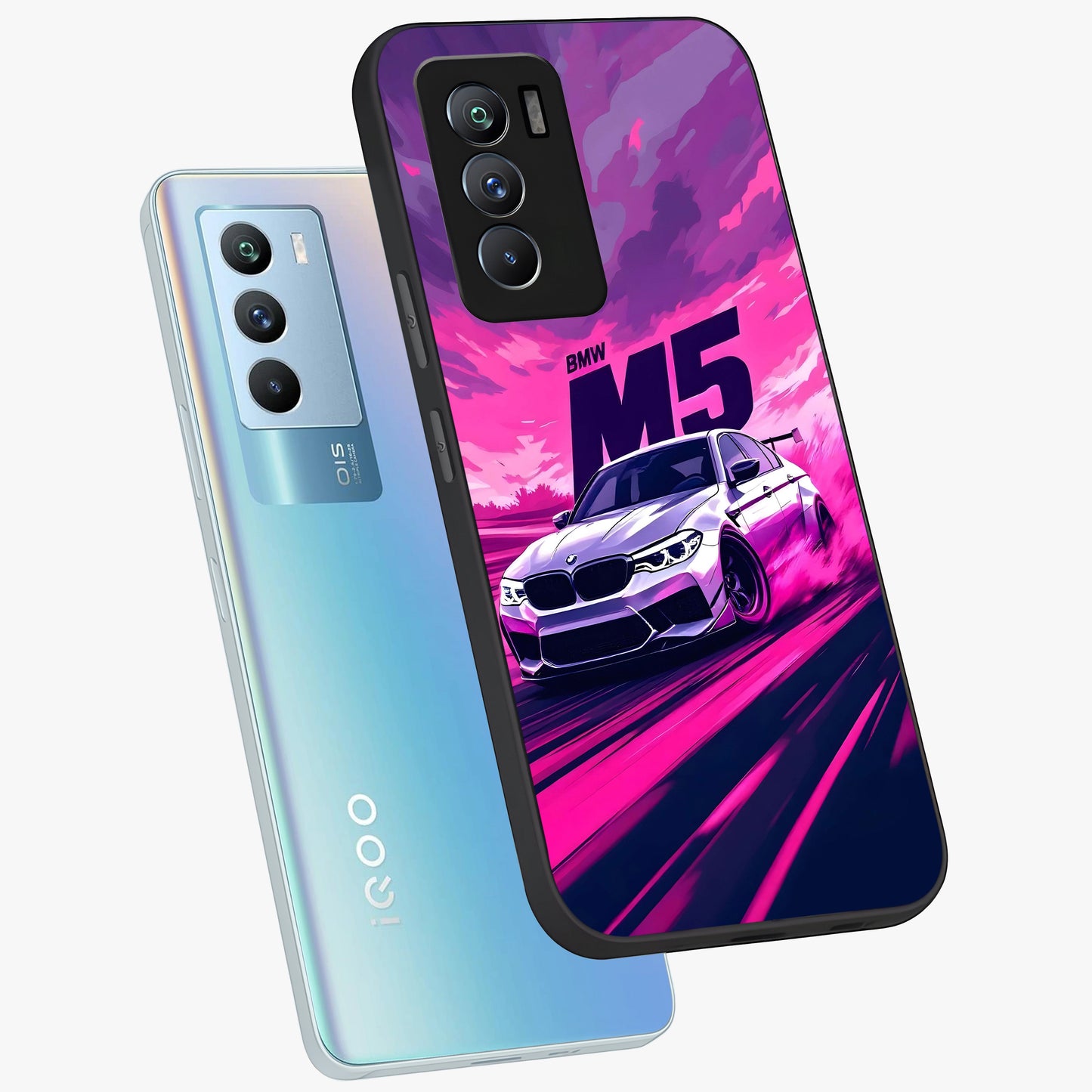 Velocity Drift Pulse Glass Case displayed in angled mockup highlighting dynamic drift design with sporty automotive aesthetic.