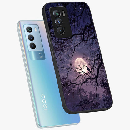 Whispering Moon Silence Glass Case displayed in angled mockup highlighting calm lunar design with dreamy night aesthetic.