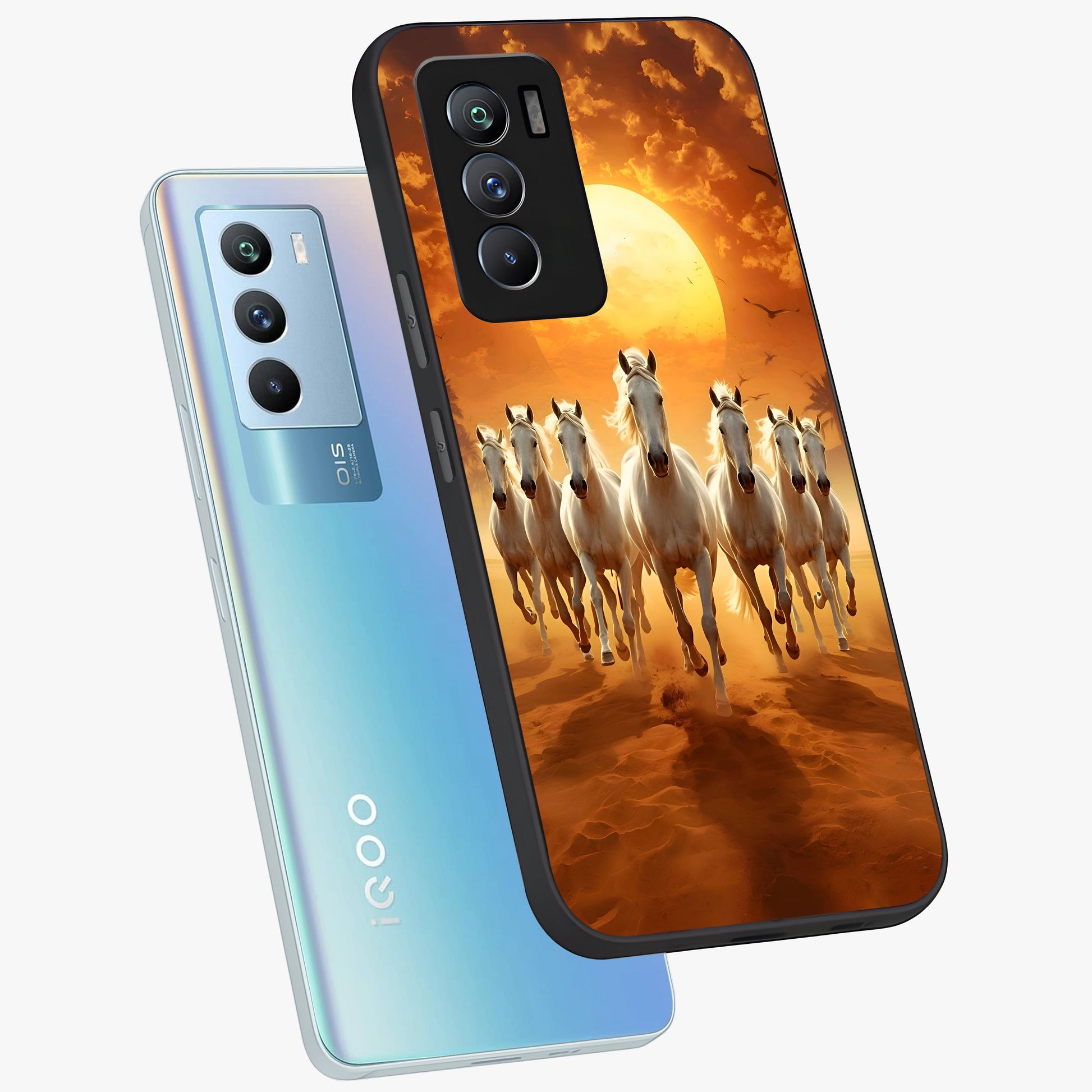Wild Sunset Majesty Glass Case displayed in angled mockup highlighting vibrant sunset sky design with scenic aesthetic.