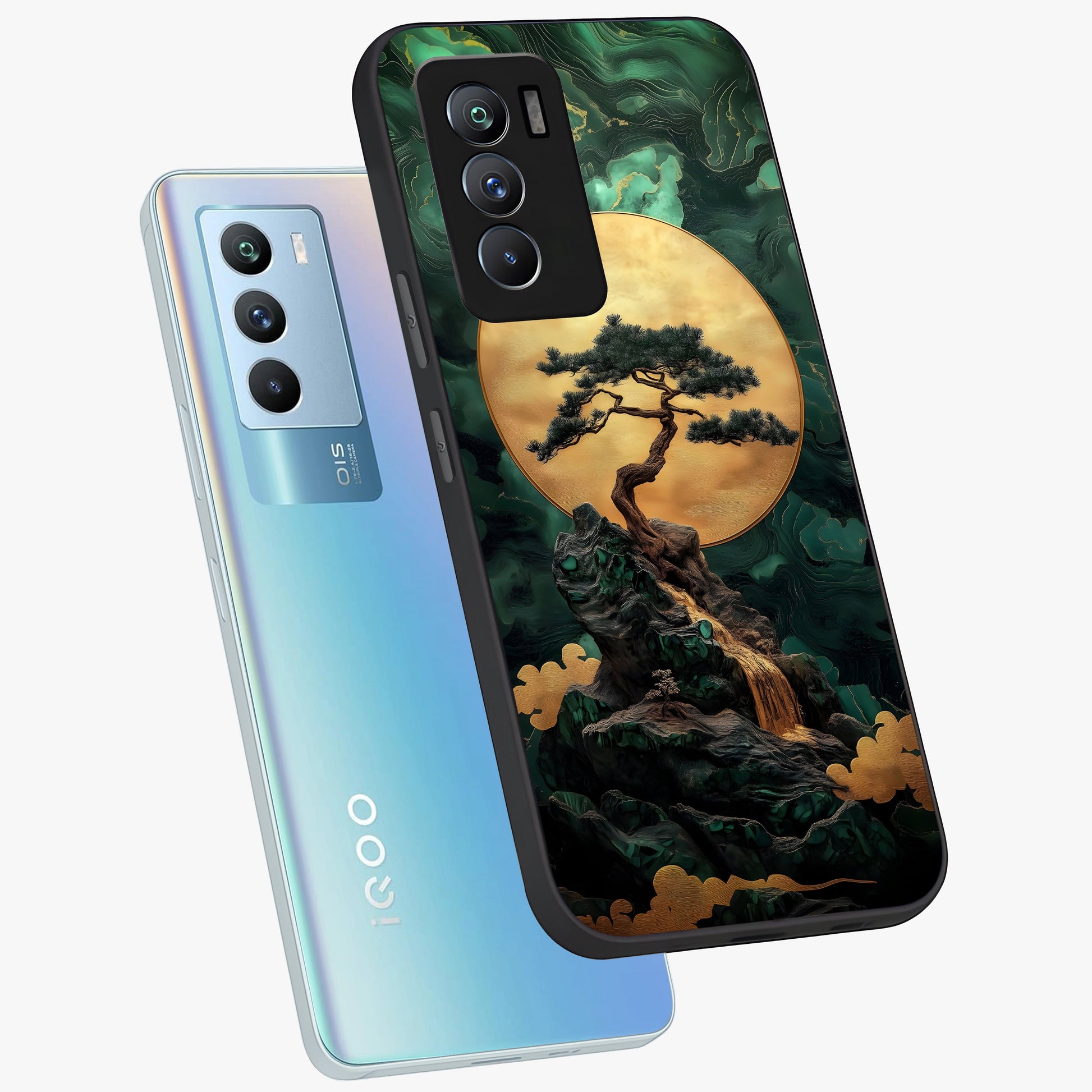Zen Moon Rise Glass Case displayed in angled mockup highlighting peaceful lunar design with zen aesthetic style.