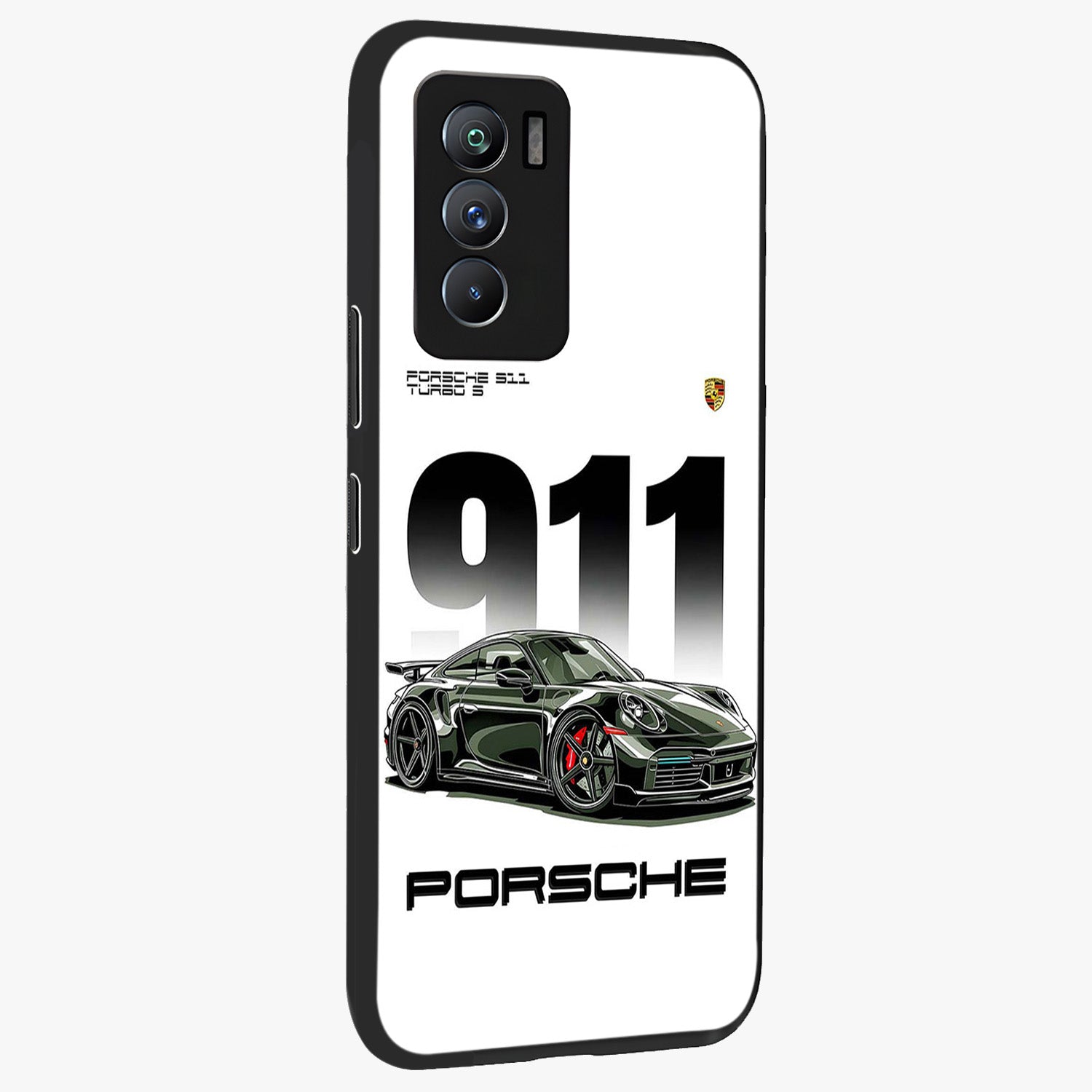 911 Turbo Dominance Glass Case upright perspective showcasing powerful racing design and modern automotive aesthetic.