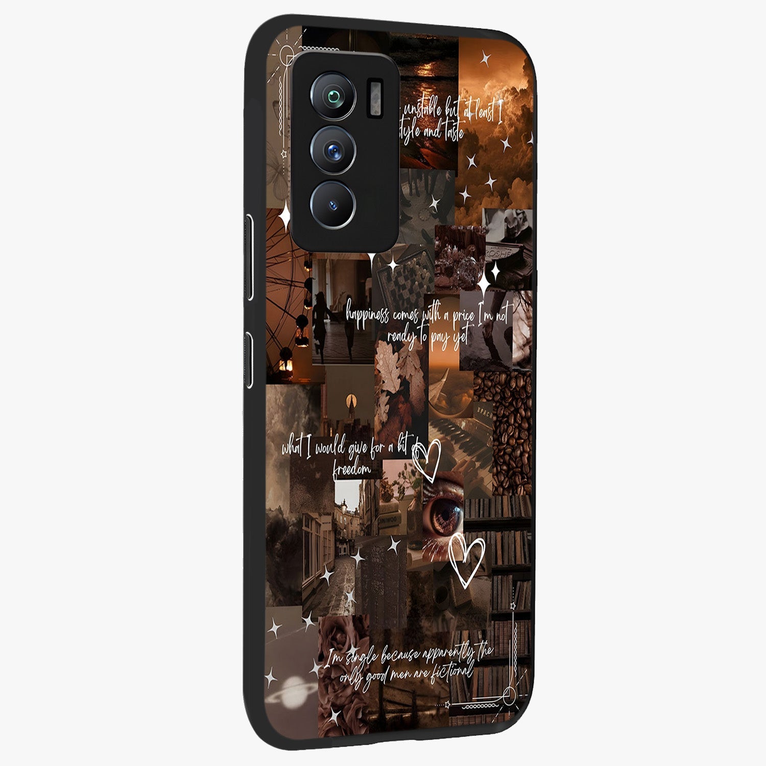 Bittersweet Aesthetic Chaos Glass Case upright view showcasing bold artistic chaos design with modern aesthetic style.