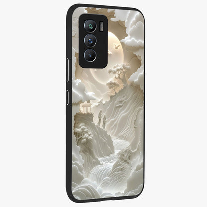Celestial Origami Glass Case upright view showcasing creative origami artwork with modern celestial style.
